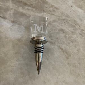 Monogrammed “M” wine stopper acrylic and stainless